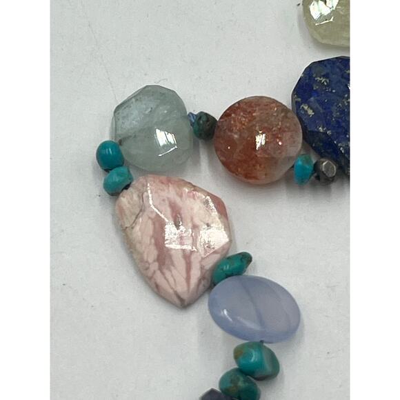 Peyote Bird Designs Gemstone Lapis Carnelian Rose Quartz Turquoise Necklace - Picture 11 of 16